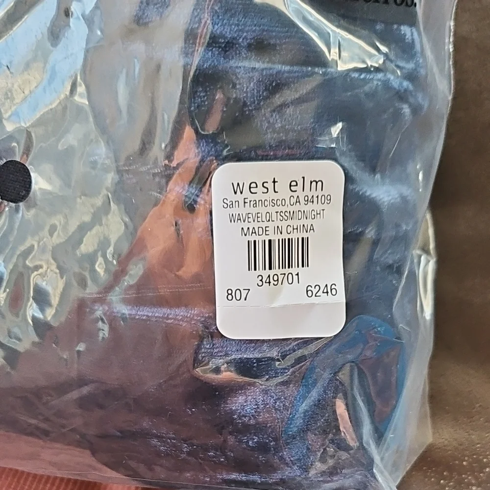 West Elm Lush Velvet Wave Euro Sham - Luxurious Navy Midnight Blue Velvet - Stan